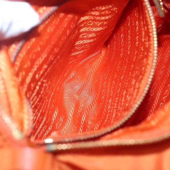PRADA Shoulder Bag Nylon Orange Gold Auth 123505 - Picture 13 of 16